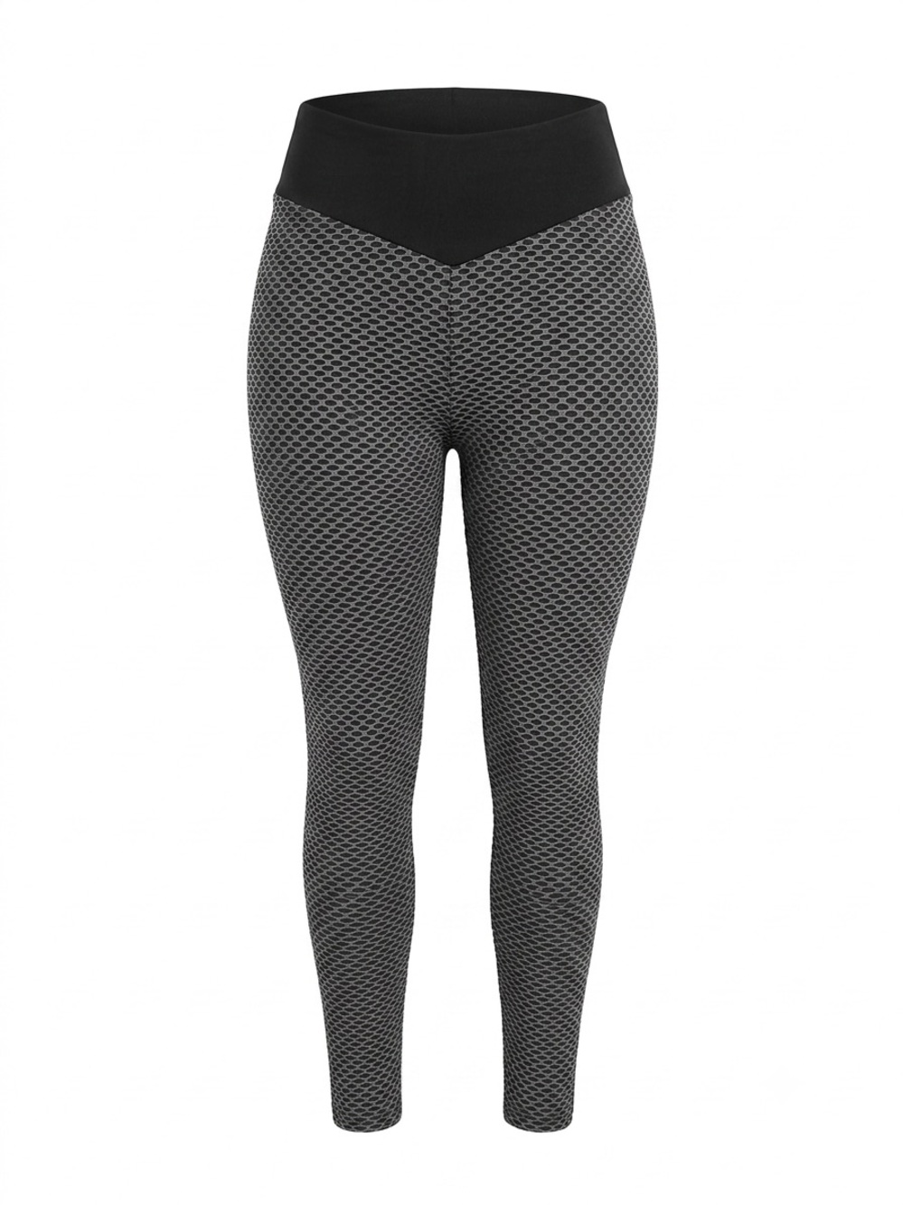 High-Waist Textured Black Leggings